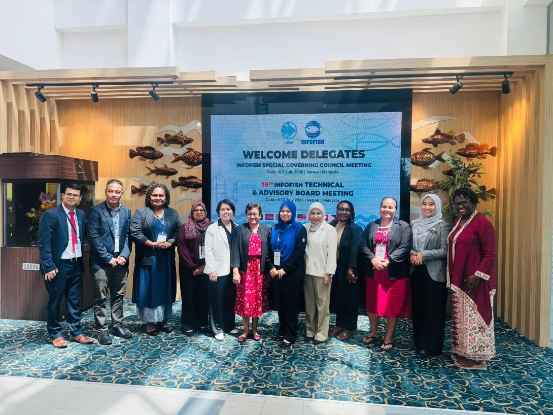 MFOR officials with delegates at the INFOFISH Special Governing Council Session, Fisheries Development Authority Office, Puchong, Selangor, Malaysia, July 2026
